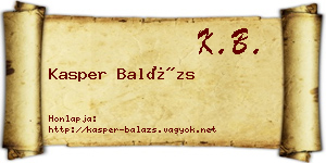 Kasper Balázs névjegykártya