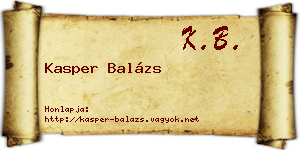 Kasper Balázs névjegykártya